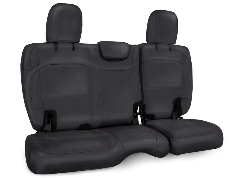 PRP Seats PRP 2018+ Jeep Wrangler JLU/4 Door Rear Bench Cover w/ Cloth Interior - Black w/ Red Stitching