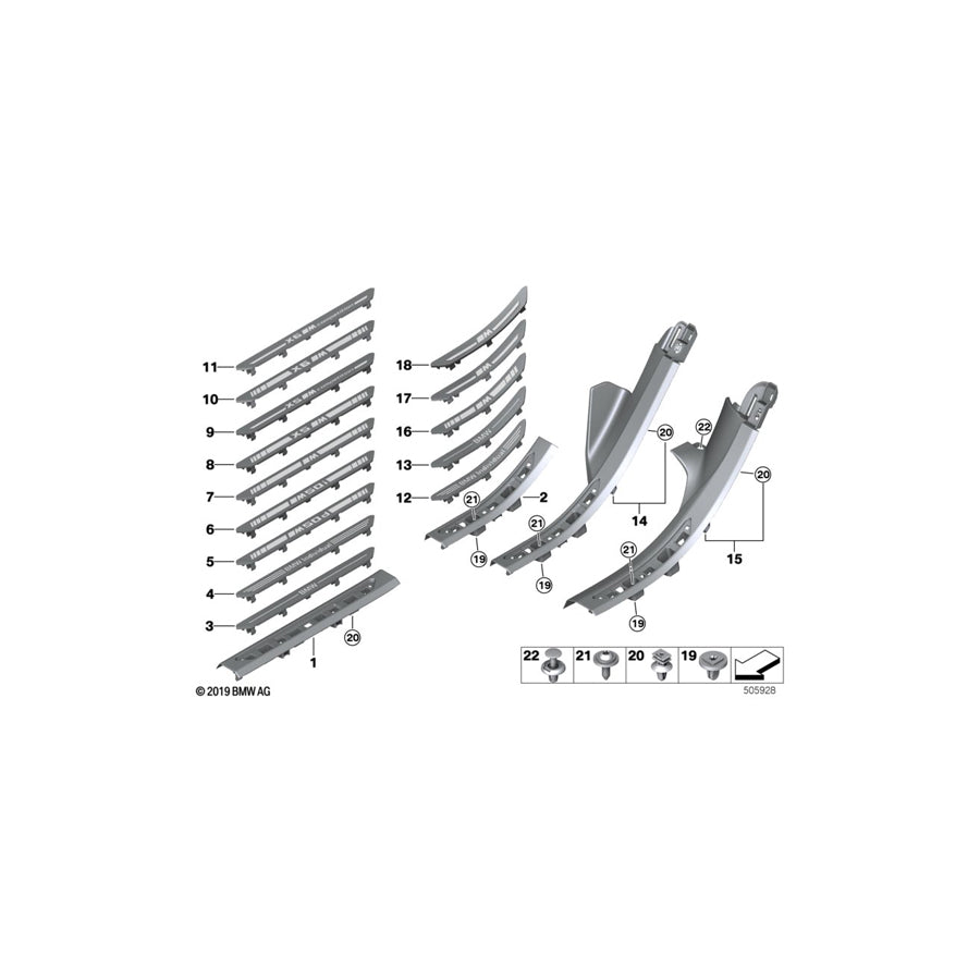 Genuine BMW 51477479936 G06 G05 G07 Cover Strip, Entrance Front Right SCHWARZ (Inc. X6 40i, X7 M50iX & X7 30dX) | ML Performance US Car Parts