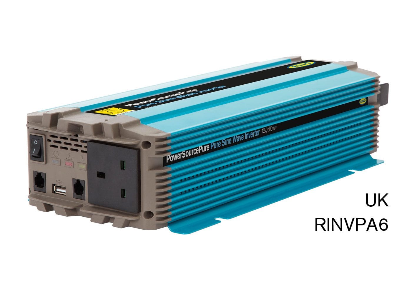 RING RINVPA6 12V DC to 230V AC, 600W Pure Sine Wave Inverter (1 x UK Socket)