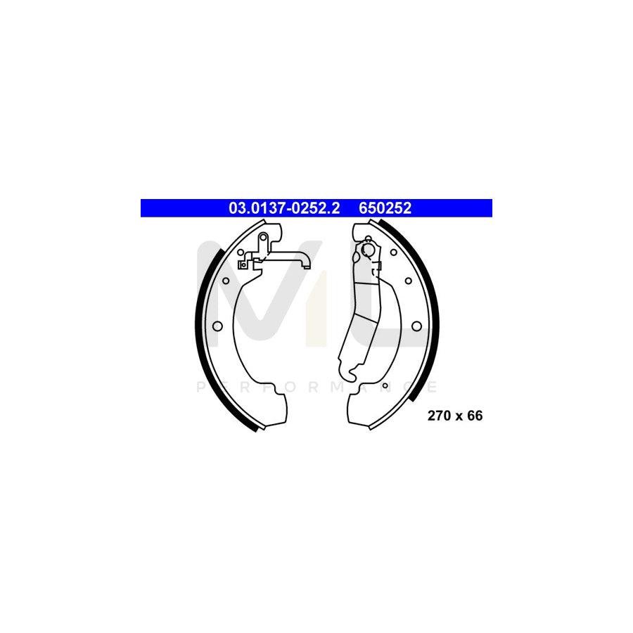 ATE 03.0137-0252.2 Brake Shoe Set with lever