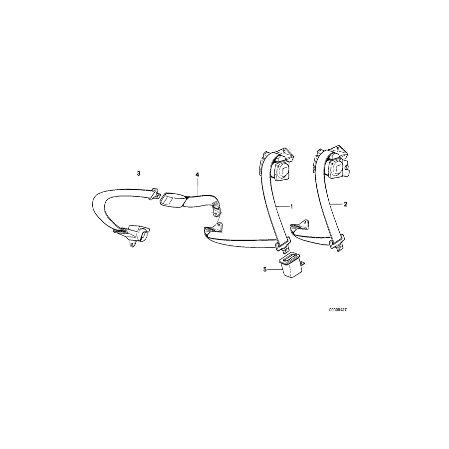 Genuine BMW 72111944441 E34 E32 Lower Strap, Rear SCHWARZ (Inc. M5 3.6, 750iL & 730i) | ML Performance US Car Parts