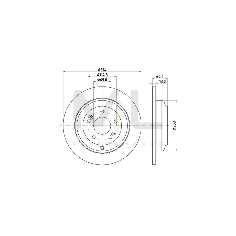 HELLA PRO 8DD 355 122-471 Brake Disc for HYUNDAI GENESIS Solid, Coated, without wheel hub, without wheel studs