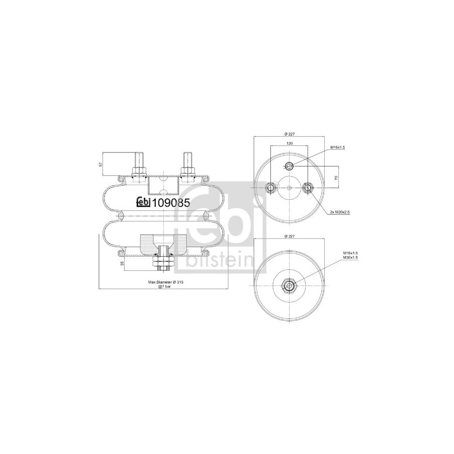 Febi Bilstein 109085 Boot, Air Suspension