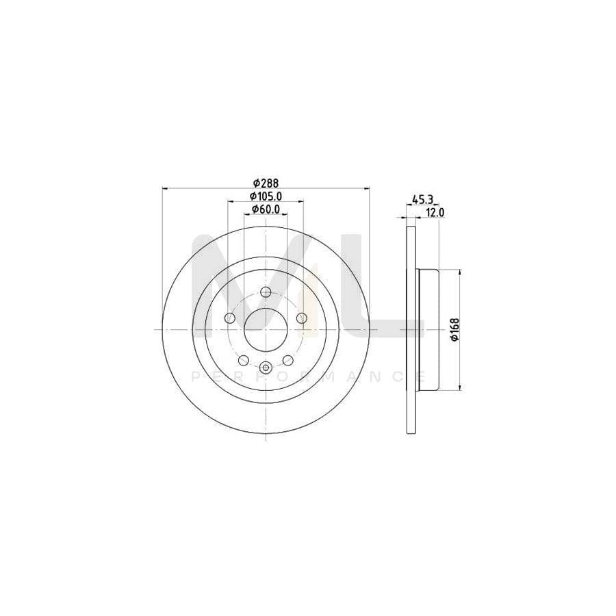 HELLA PRO 8DD 355 122-741 Brake Disc Solid, Coated, without wheel hub, without wheel studs