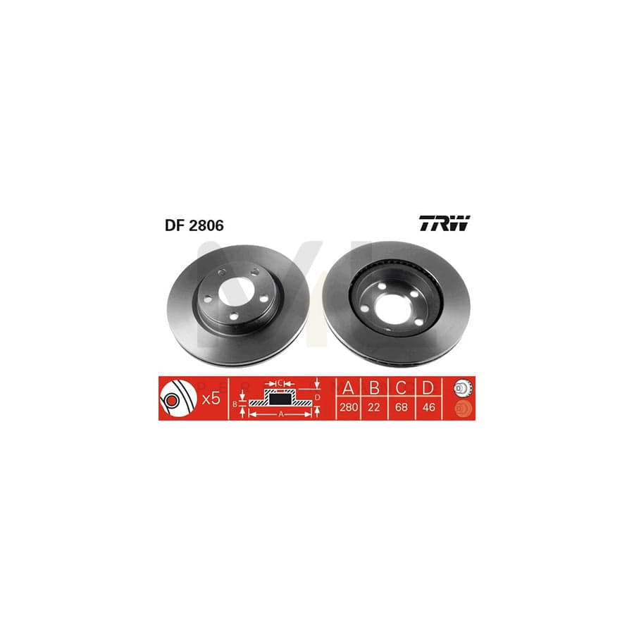 TRW DF2806 Brake Disc Vented, Painted | ML Performance Car Parts
