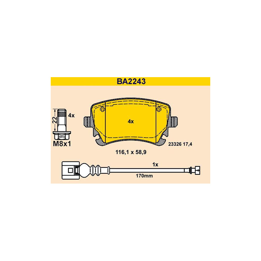 Barum Ba2243 Brake Pad Set