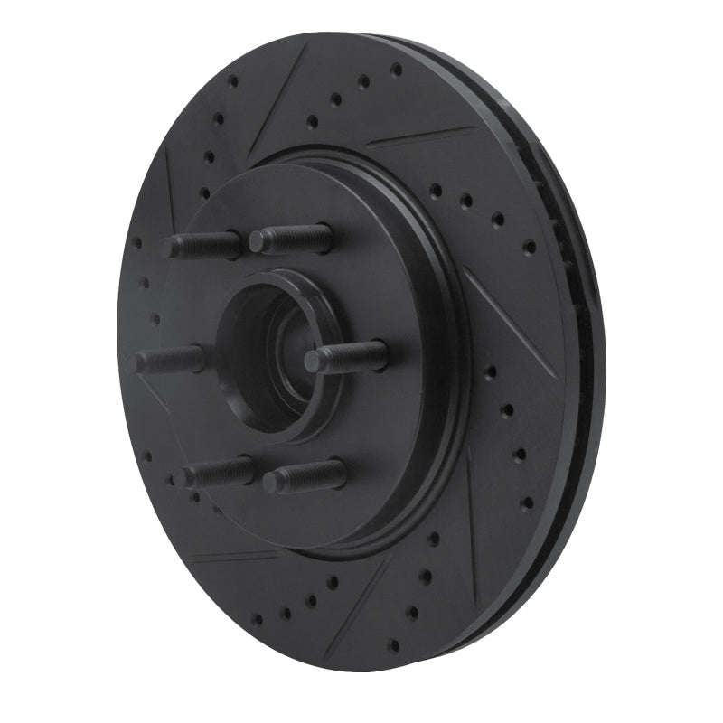 R1 Concepts R1 04-08 Ford F-150 RWD Front Left Drilled & Slotted Black Brake Rotor