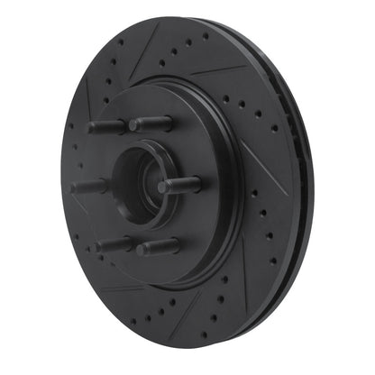 R1 Concepts R1 04-08 Ford F-150 RWD Front Left Drilled & Slotted Black Brake Rotor