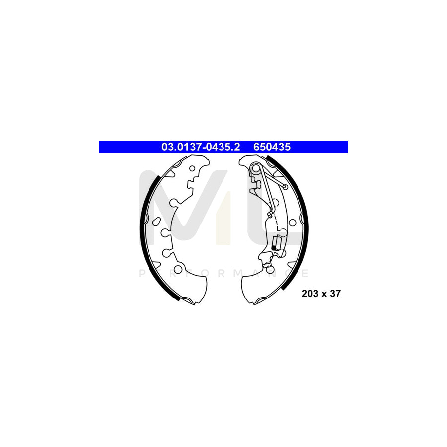 ATE 03.0137-0435.2 Brake Shoe Set with lever