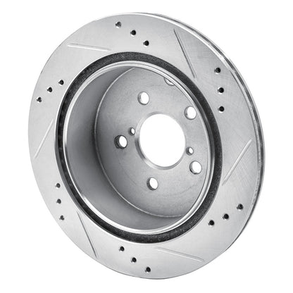 R1 Concepts R1 14-18 Subaru Forester Rear Left Drilled & Slotted Silver Brake Rotor