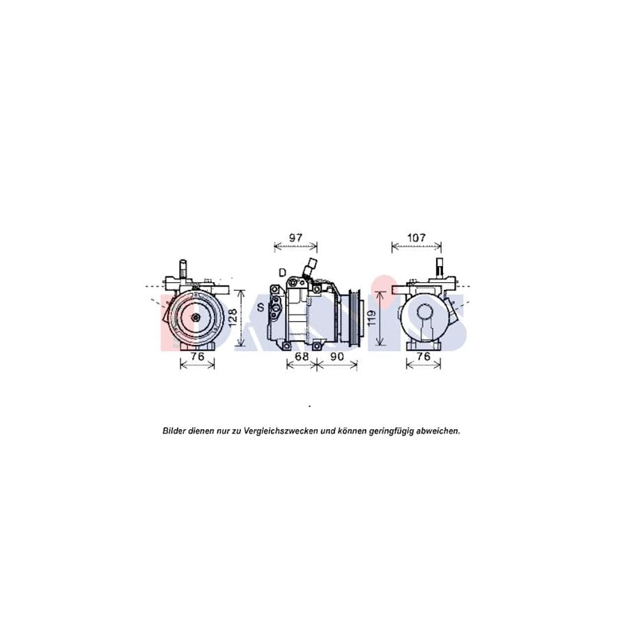 AKS Dasis 851958N Compressor, Air Conditioning for KIA Rio
