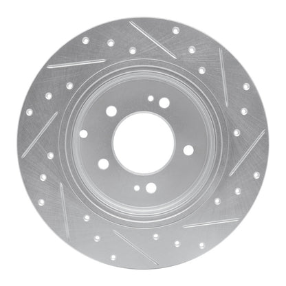 R1 Concepts R1 17-19 Kia Cadenza Rear Left Drilled & Slotted Silver Brake Rotor