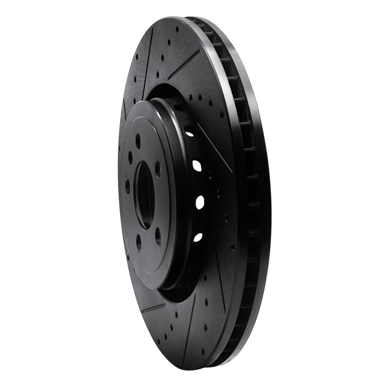 R1 Concepts R1 14-23 Dodge Charger Front Left Drilled & Slotted Black Brake Rotor