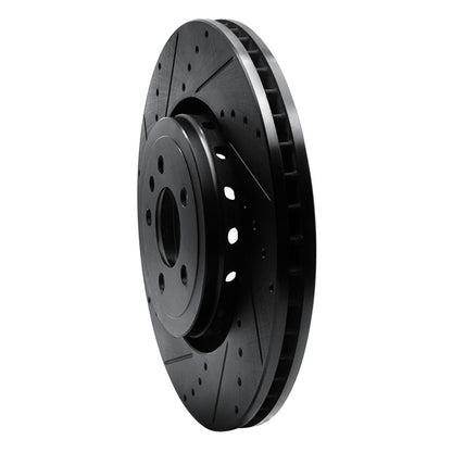 R1 Concepts R1 14-23 Dodge Charger Front Left Drilled & Slotted Black Brake Rotor