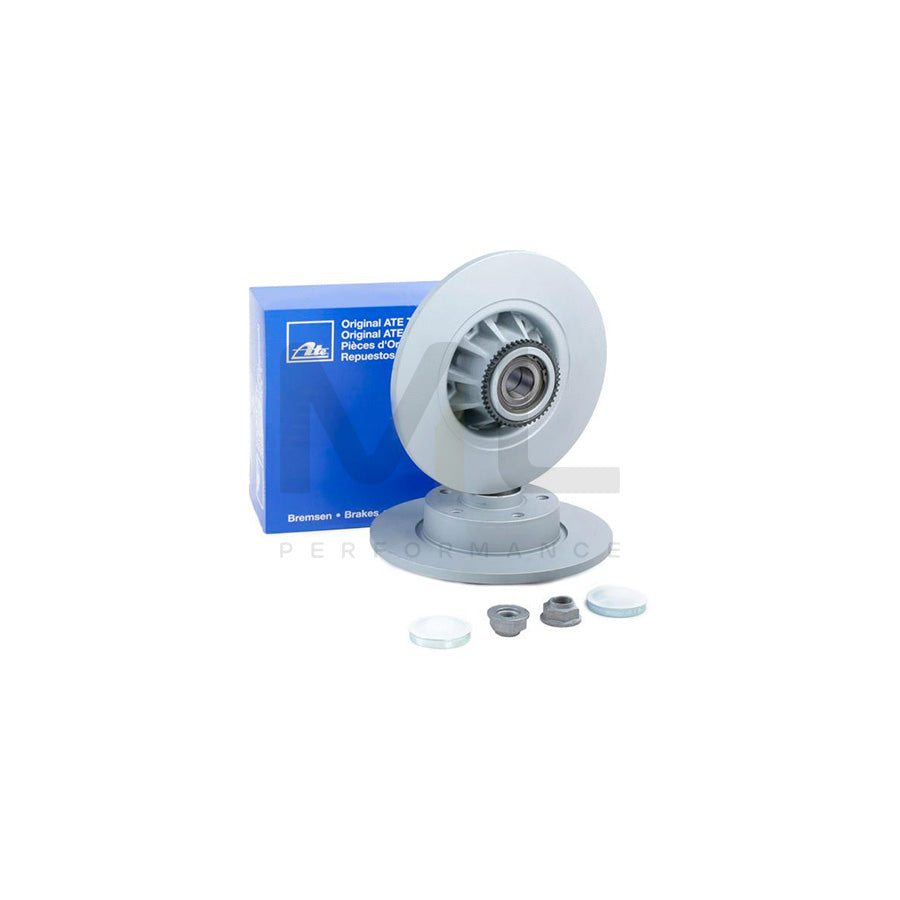 ATE 24.0112-0177.2 Brake Disc Solid, Coated, with ABS sensor ring, with wheel bearing  - 1 piece