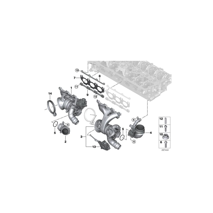Genuine BMW 11658054872 Turbocharger With Exhaust Manifold ZYL. 1-3 (Inc. X3 M & X4 M) | ML Performance UK Car Parts