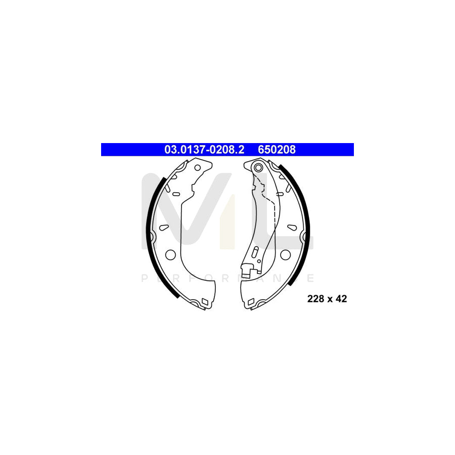 ATE 03.0137-0208.2 Brake Shoe Set with lever