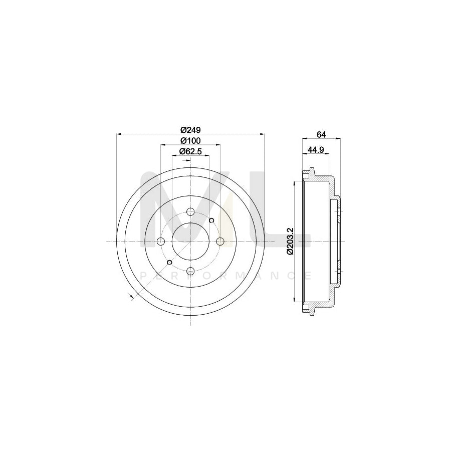 HELLA 8DA 355 050-241 Brake Shoe Set 脴: 225mm