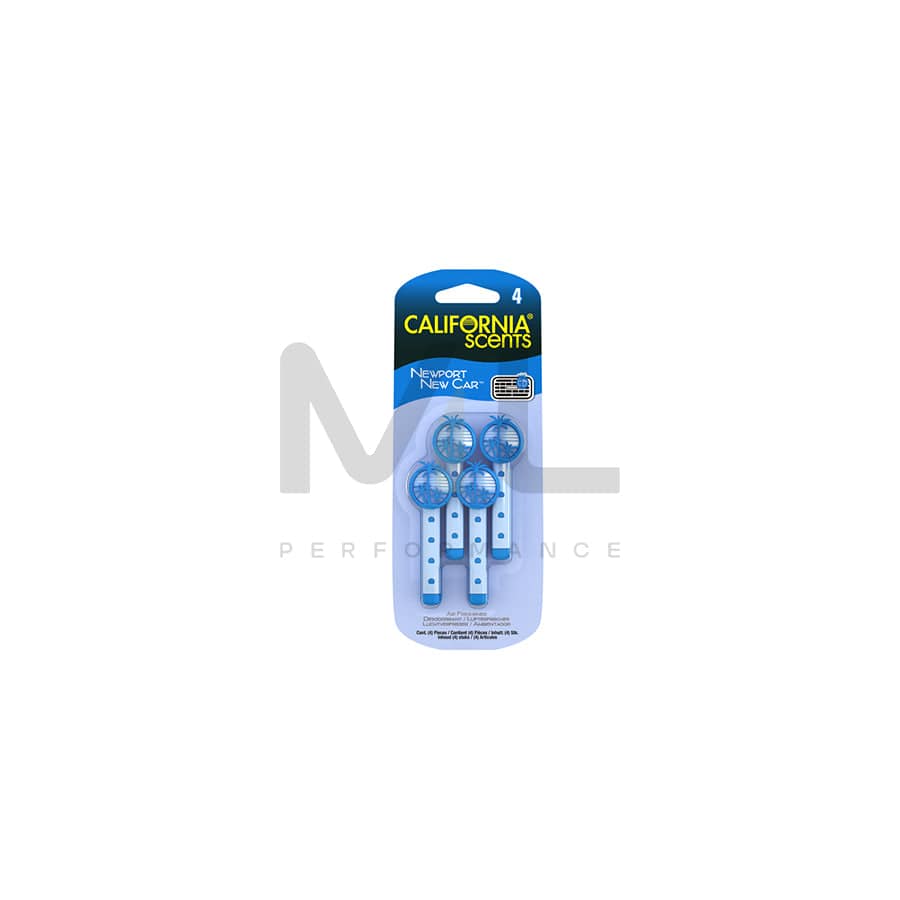 California Scents 4pcs. Vent Stick Car Air Freshener - Newport New Car