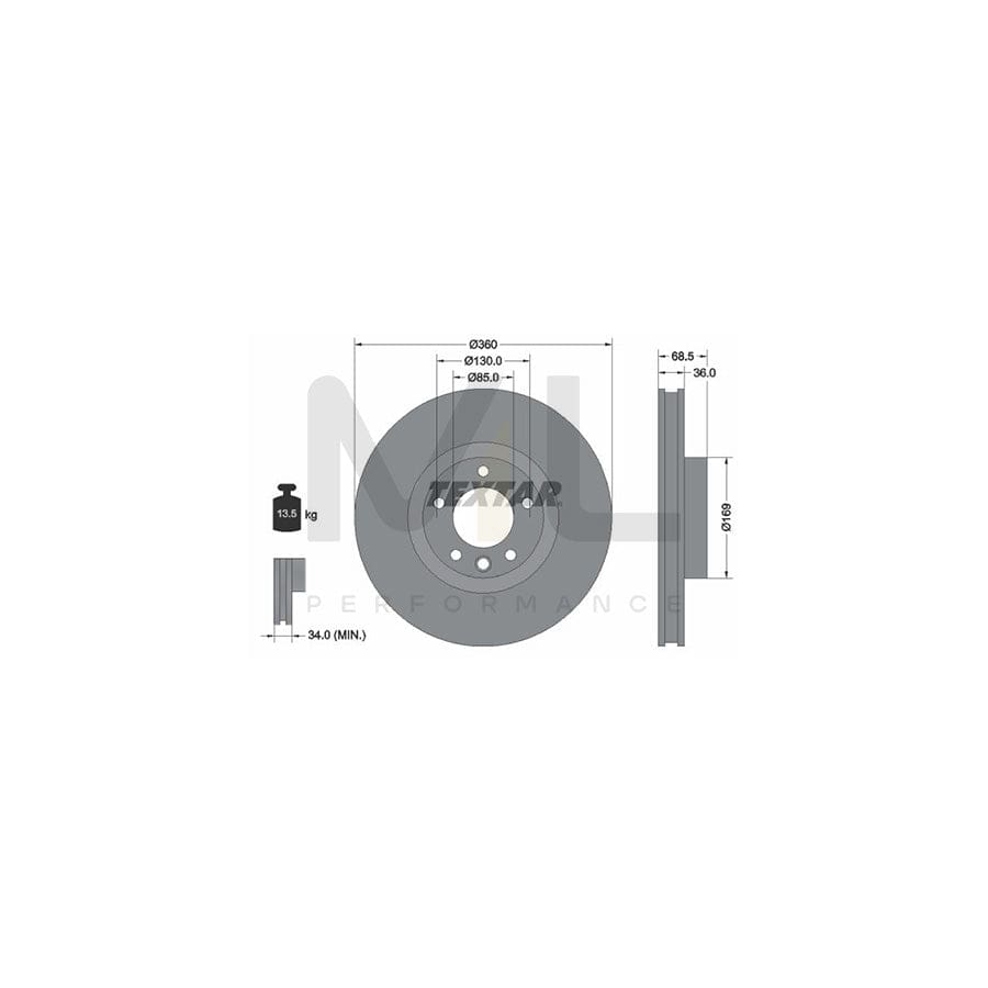 TEXTAR PRO+ 92219505 Brake Disc Internally Vented, Coated, High-carbon, without wheel hub, without wheel studs | ML Performance Car Parts