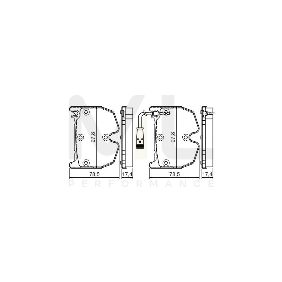 Bosch 0986494364 Brake Pad Set Incl. Wear Warning Contact, With Anti-Squeak Plate, With Mounting Manual BP1272 | ML Performance Car Parts
