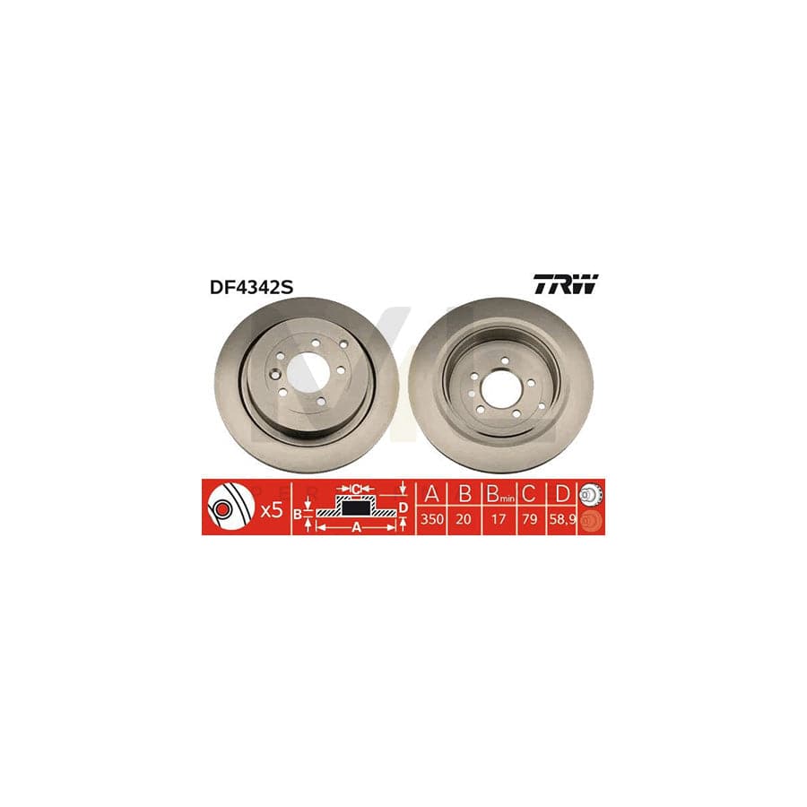 TRW DF4342S Brake Disc Vented, Painted | ML Performance Car Parts
