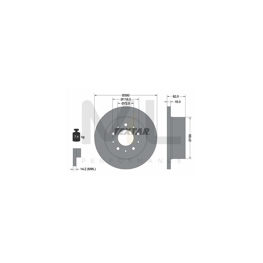 TEXTAR 92116100 Brake Disc Solid, without wheel hub, without wheel studs | ML Performance Car Parts