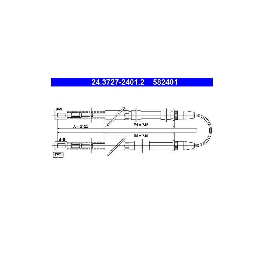 ATE 24.3727-2401.2 Hand Brake Cable for Lada Niva (2121, 2131)