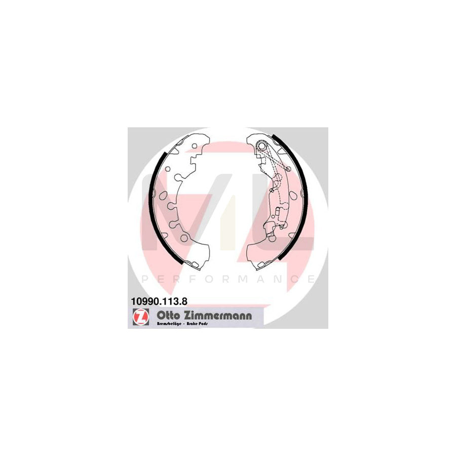 ZIMMERMANN 10990.113.8 Brake Shoe Set Photo corresponds to scope of supply, with lever, with spring