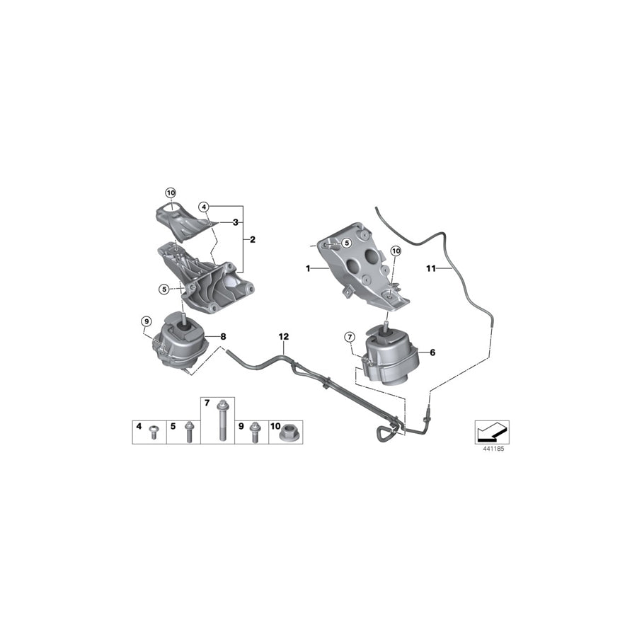 Genuine BMW 22116856182 F15 F16 Engine Supporting Bracket, Right (Inc. X6 28iX, X5 28iX & X5 40eX) | ML Performance US