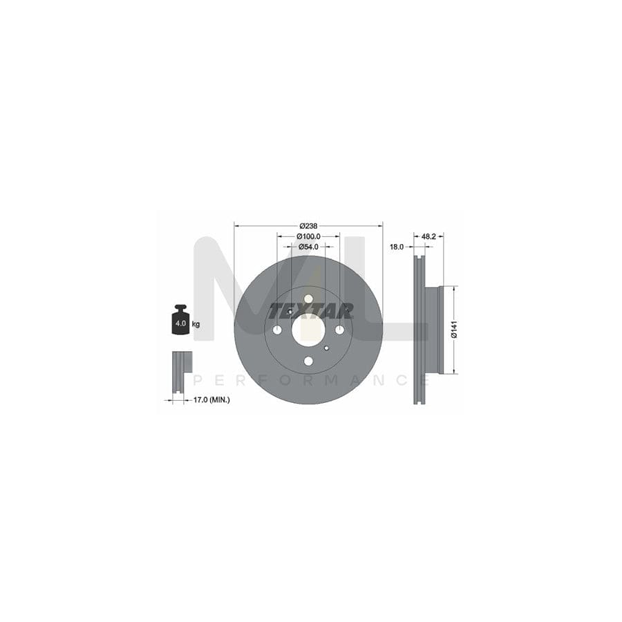 TEXTAR 92055800 Brake Disc Internally Vented, without wheel hub, without wheel studs | ML Performance Car Parts
