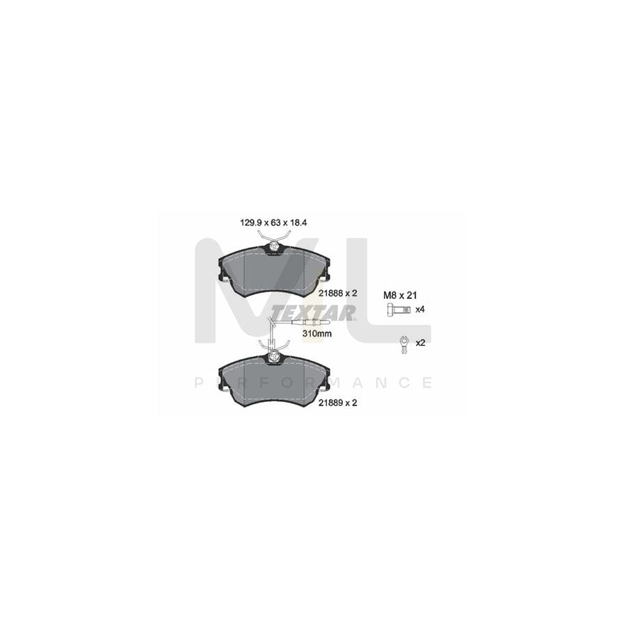TEXTAR 2188801 Brake pad set for RENAULT Espace III (JE) with integrated wear warning contact, with brake caliper screws, with accessories | ML Performance Car Parts