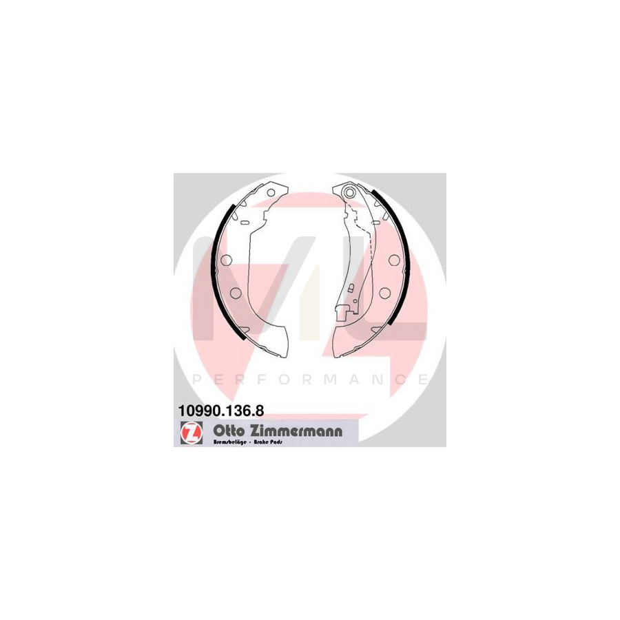 ZIMMERMANN 10990.136.8 Brake Shoe Set with lever, without accessories