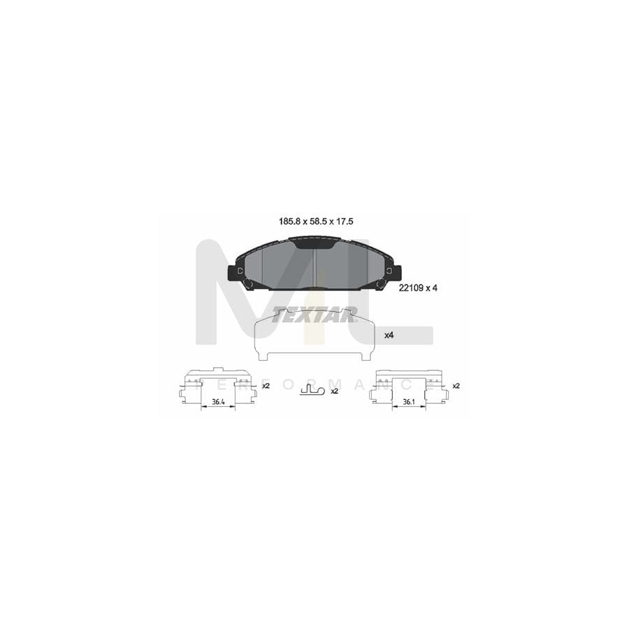 TEXTAR 2210901 Brake pad set for FORD USA MUSTANG with acoustic wear warning, with accessories | ML Performance Car Parts