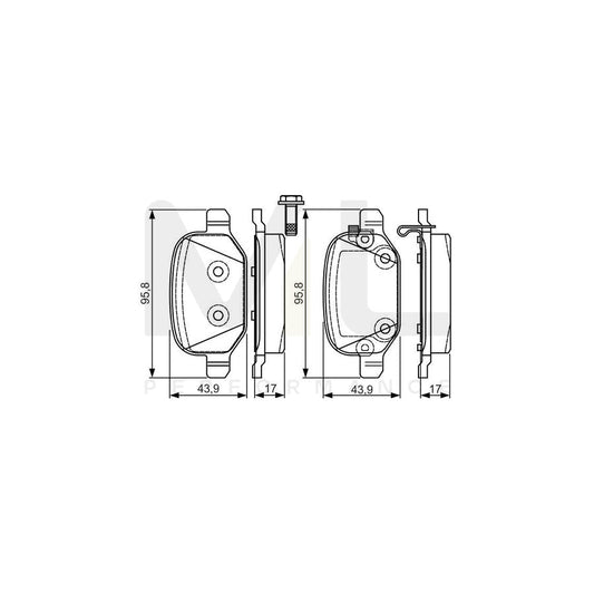 Bosch 0986Tb3216 Brake Pad Set For Fiat 500L (351, 352) With Acoustic Wear Warning, With Bolts  | ML Performance Car Parts