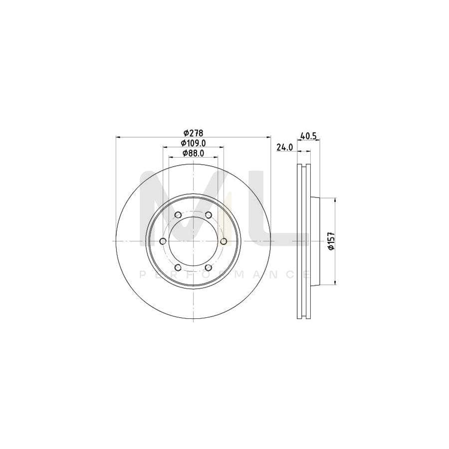 HELLA 8DD 355 111-991 Brake Disc Internally Vented, without wheel hub, without wheel studs