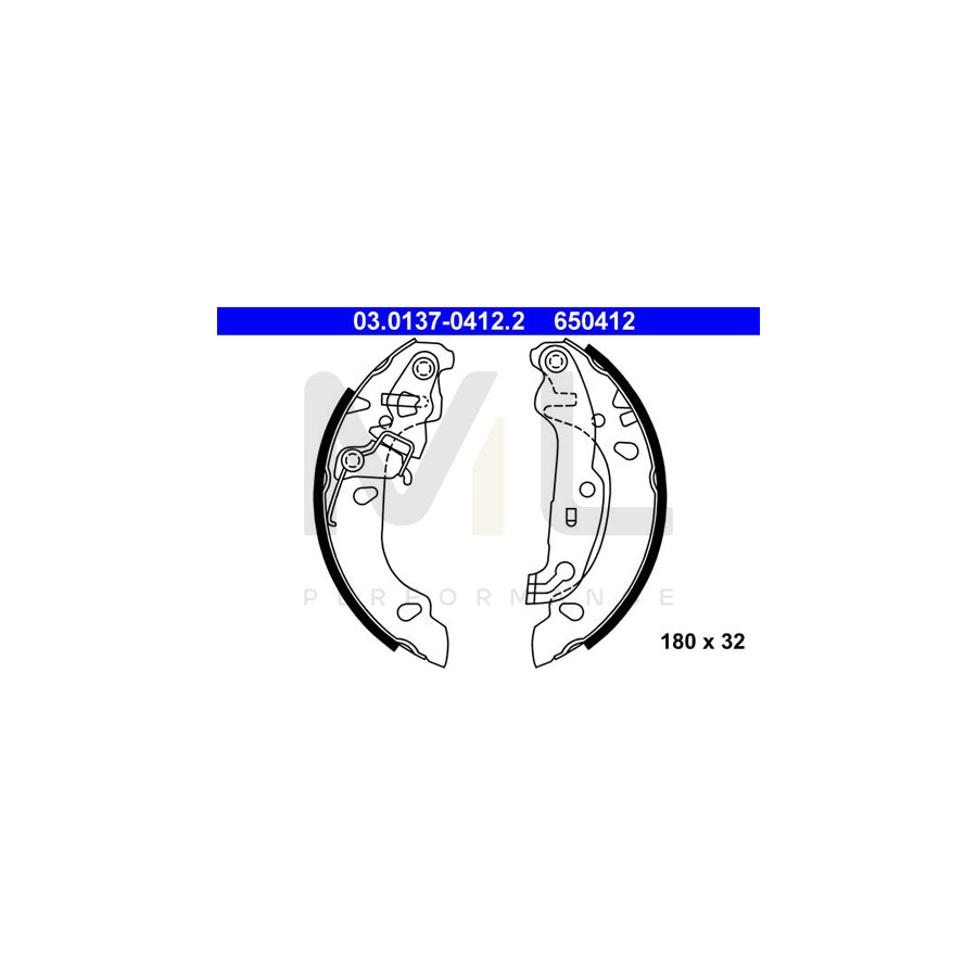 ATE 03.0137-0412.2 Brake Shoe Set with lever