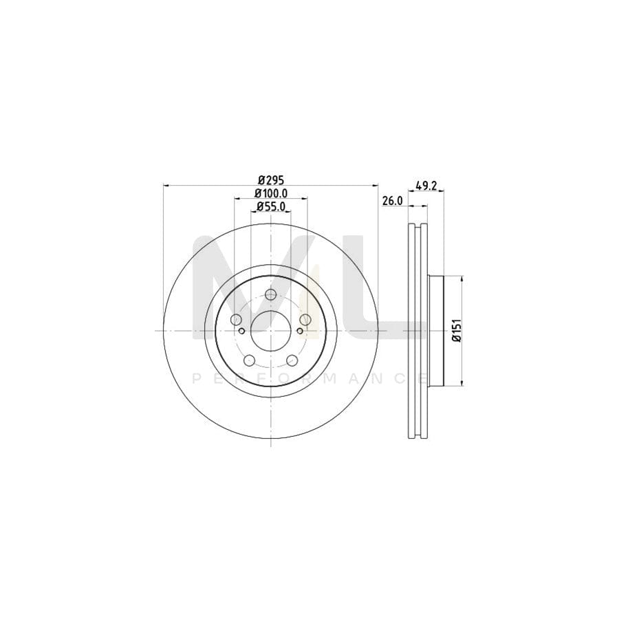 HELLA PRO 8DD 355 111-651 Brake Disc for TOYOTA AVENSIS Internally Vented, Coated, without wheel hub, without wheel studs