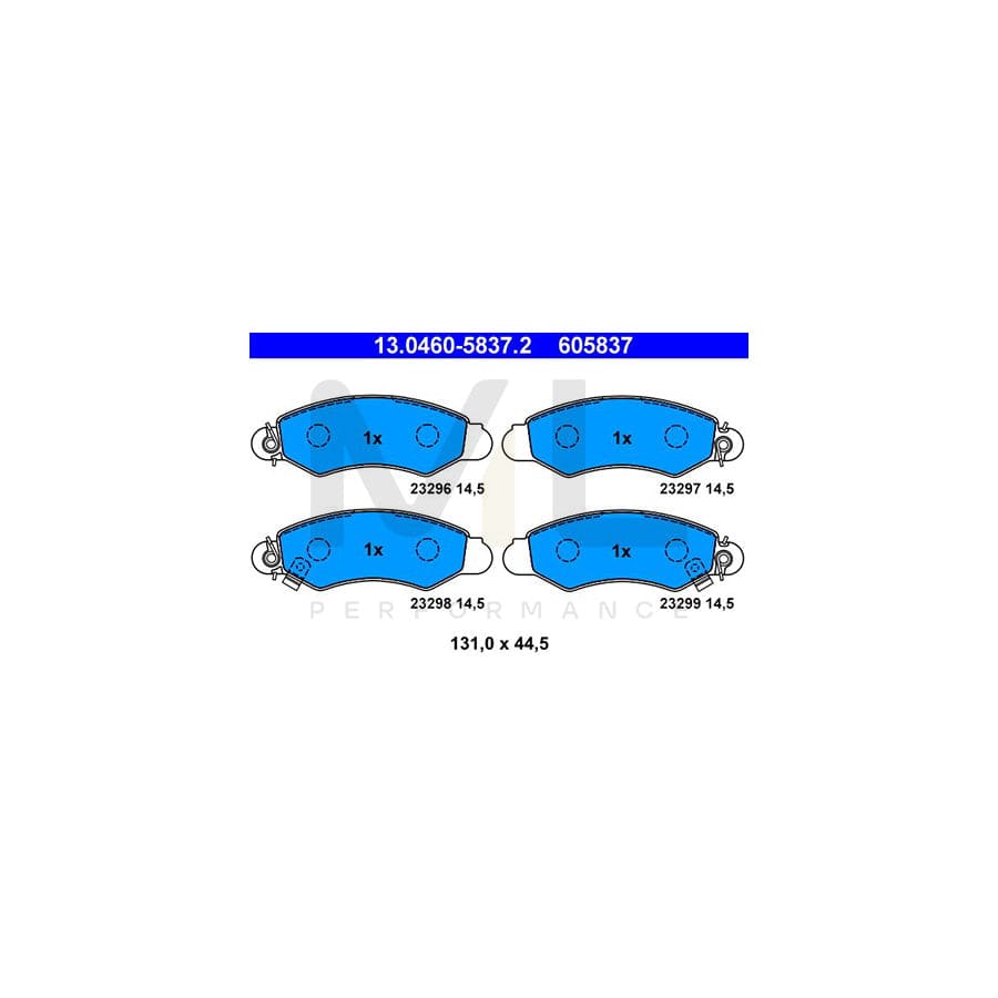 ATE 13.0460-5837.2 Brake pad set with acoustic wear warning