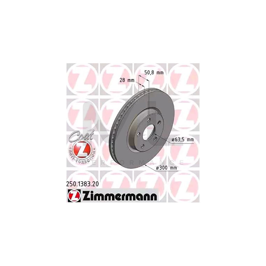 ZIMMERMANN COAT Z 250.1383.20 Brake Disc Internally Vented, Coated  - 1 piece