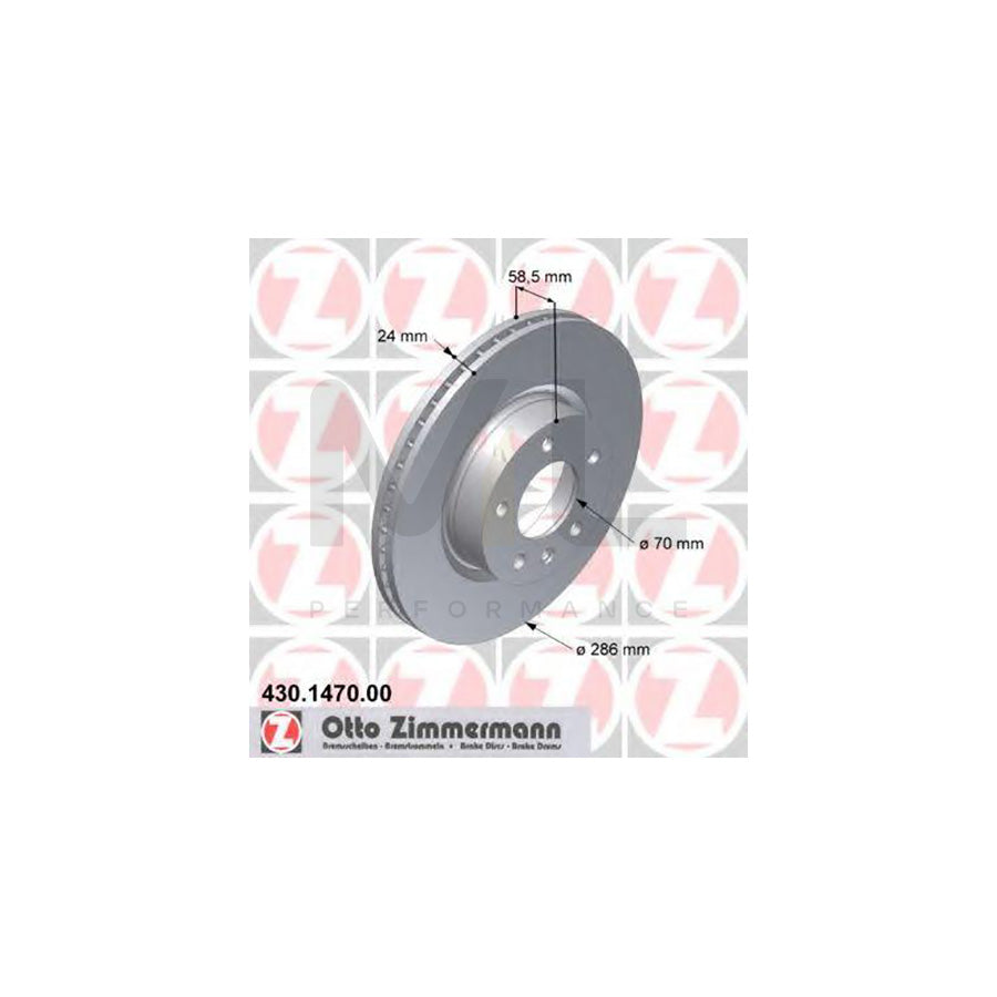 ZIMMERMANN 430.1470.00 Brake Disc for OPEL OMEGA Internally Vented  - 1 piece