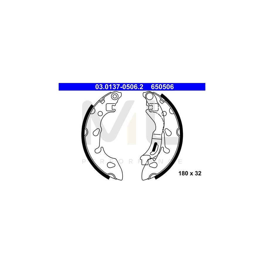 ATE 03.0137-0506.2 Brake Shoe Set with lever