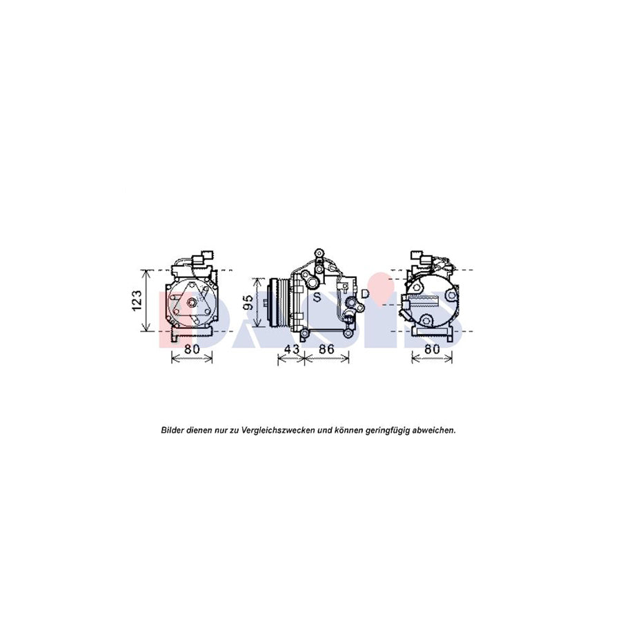 AKS Dasis 851967N Compressor, Air Conditioning for Mitsubishi I