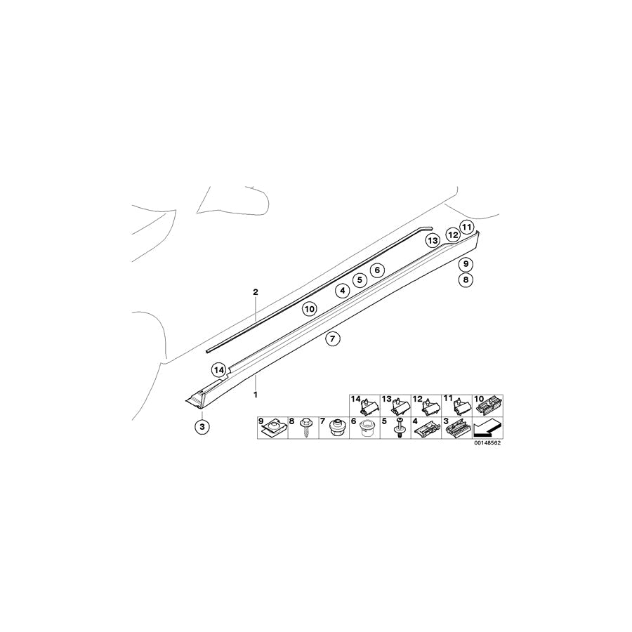 Genuine BMW 51717148546 E65 Door Sill Cover, Primed Right (Inc. 740i, 745d & Alpina B7) | ML Performance US