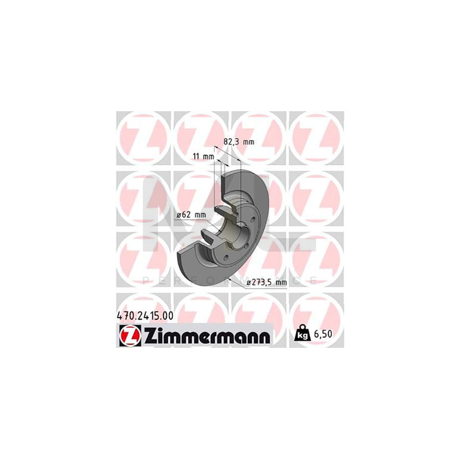 ZIMMERMANN 470.2415.00 Brake Disc for RENAULT LAGUNA Solid, without ABS sensor ring, without wheel bearing  - 1 piece