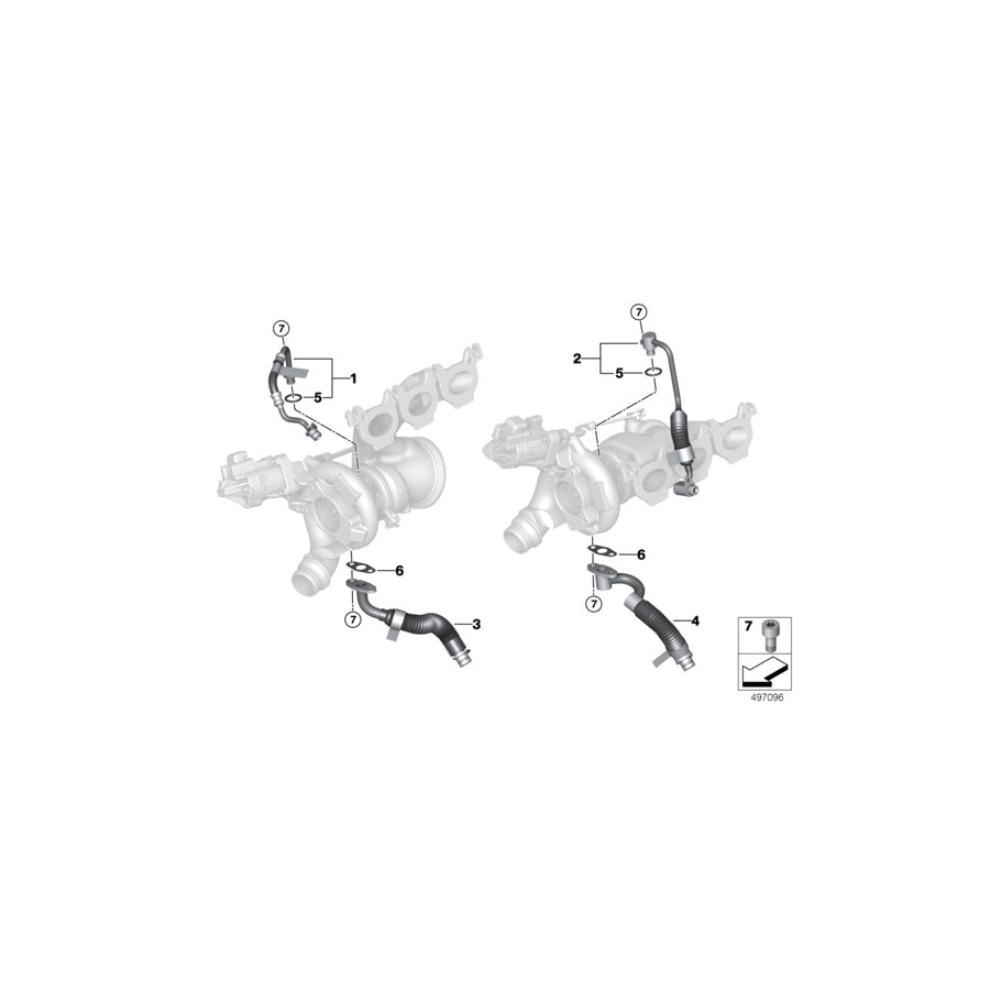Genuine BMW 11428054871 Exhaust Turbocharger Oil Return Line ZYL. 1-3 (Inc. X3 M & X4 M) | ML Performance US Car Parts