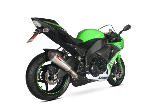 Scorpion RKA80SEO Kawasaki Ninja ZX-10R Serket Taper Slip-On - Brushed Stainless Steel Sleeve | ML Performance US US