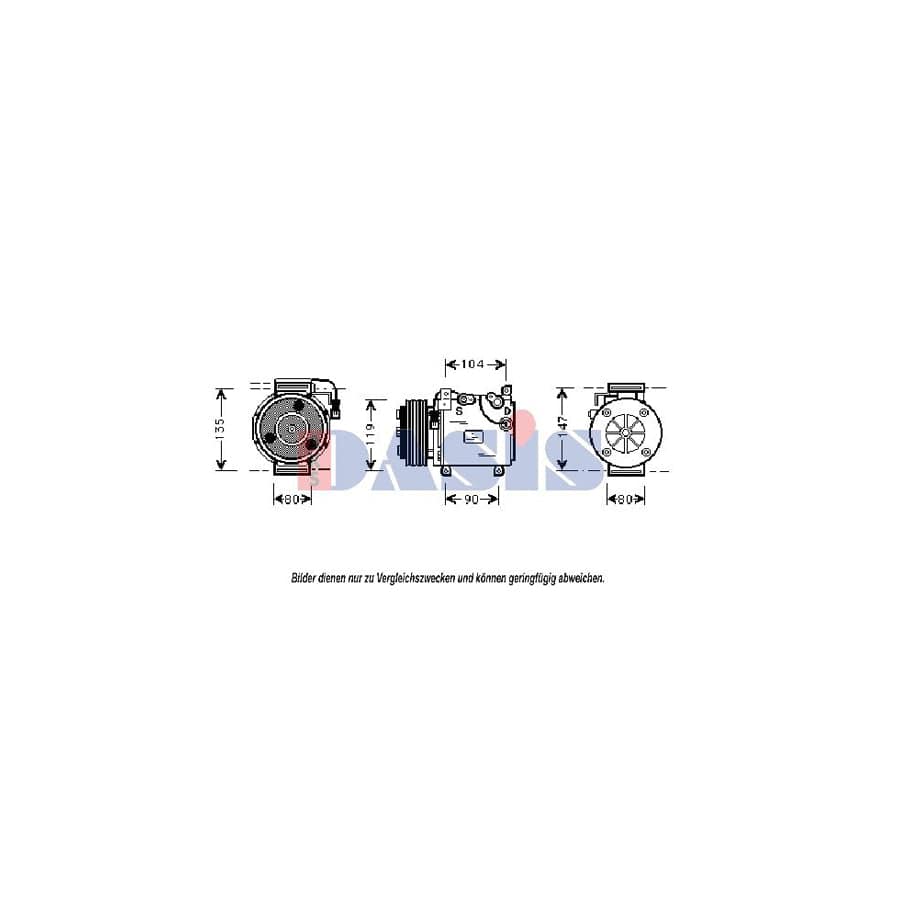 AKS Dasis 850801N Compressor, Air Conditioning for Mitsubishi Galant
