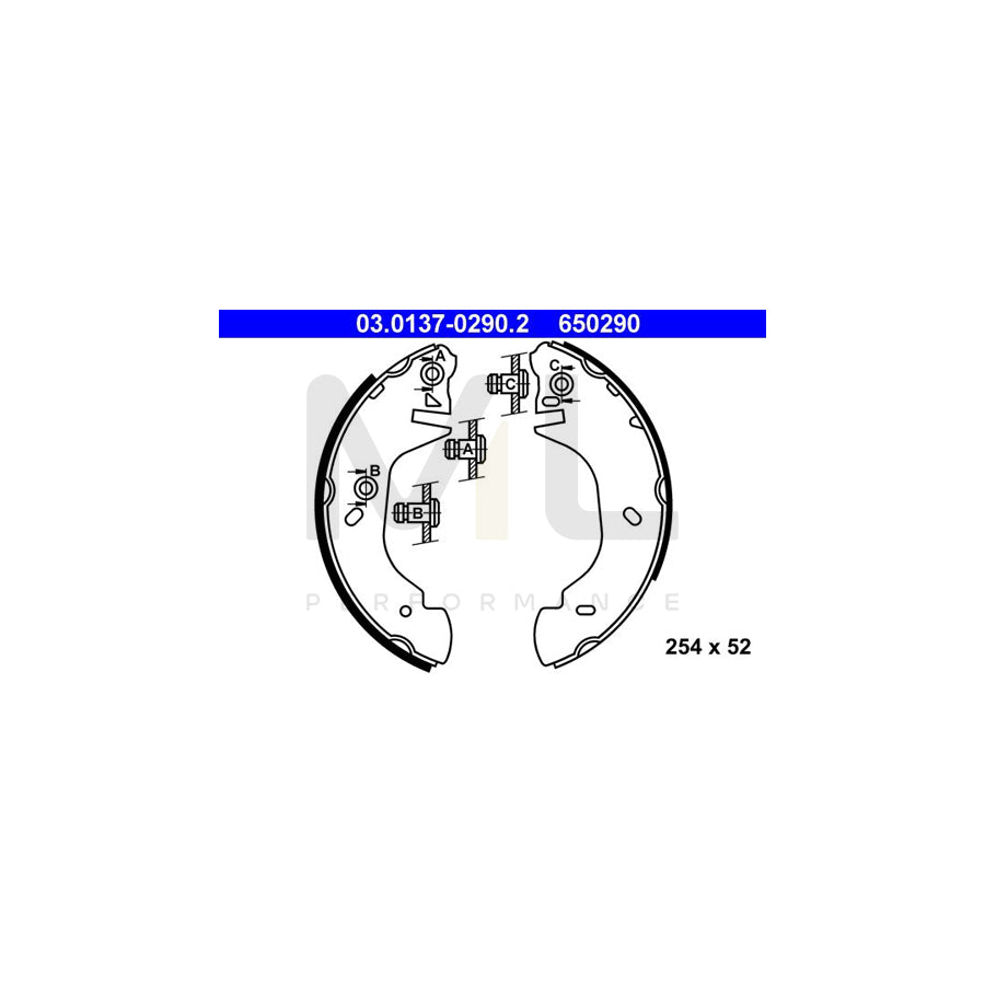 ATE 03.0137-0290.2 Brake Shoe Set for FORD TRANSIT
