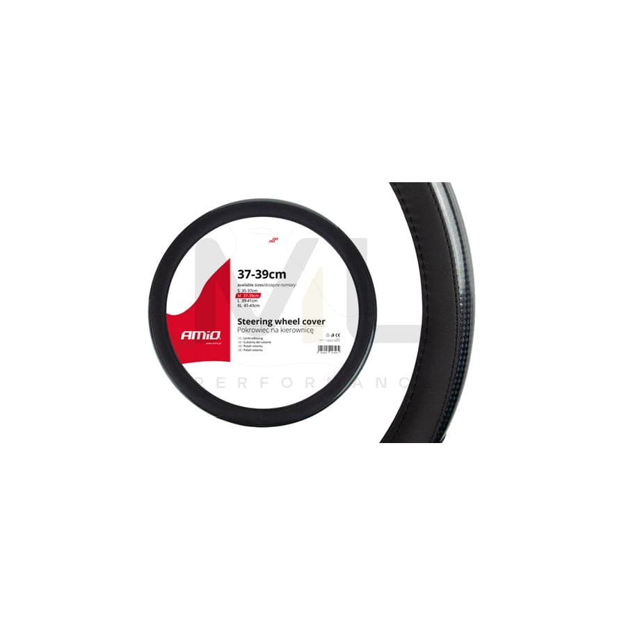 AMiO SWC-18 01695 Steering wheel cover Black, Ø: 37-39cm, Leatherette